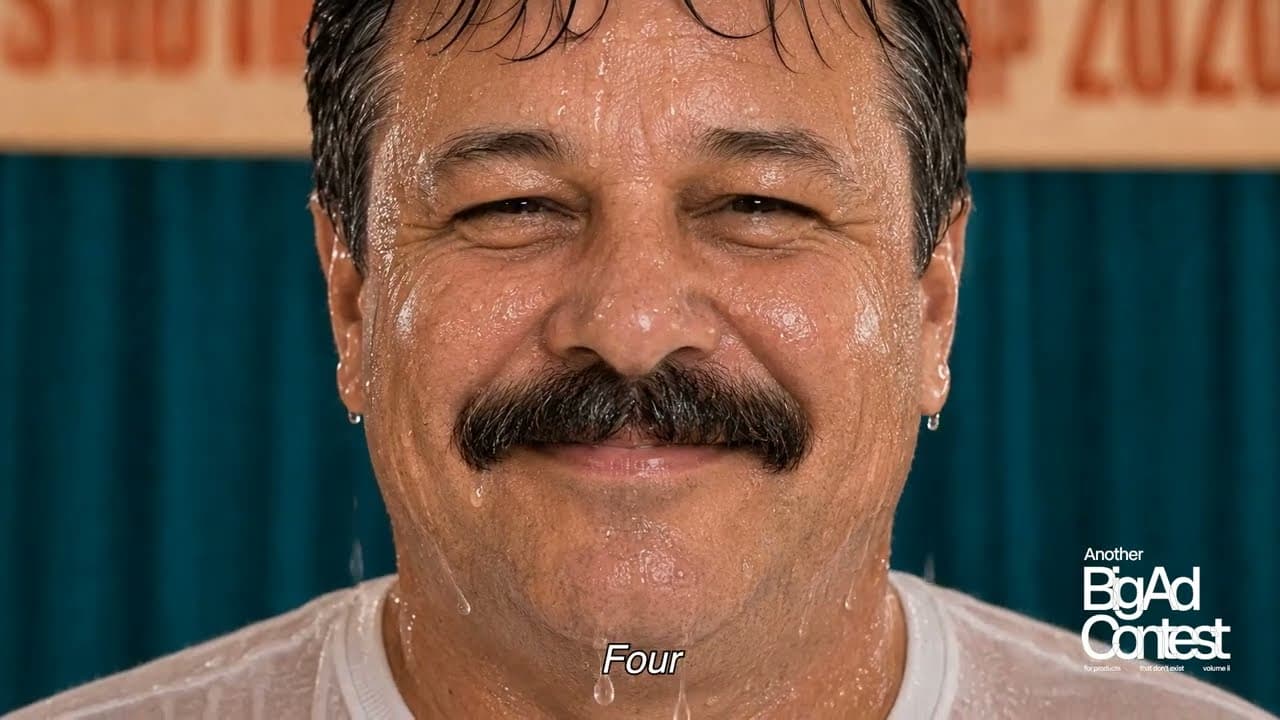 A man submerged to the chin in water, grinning up at the camera.